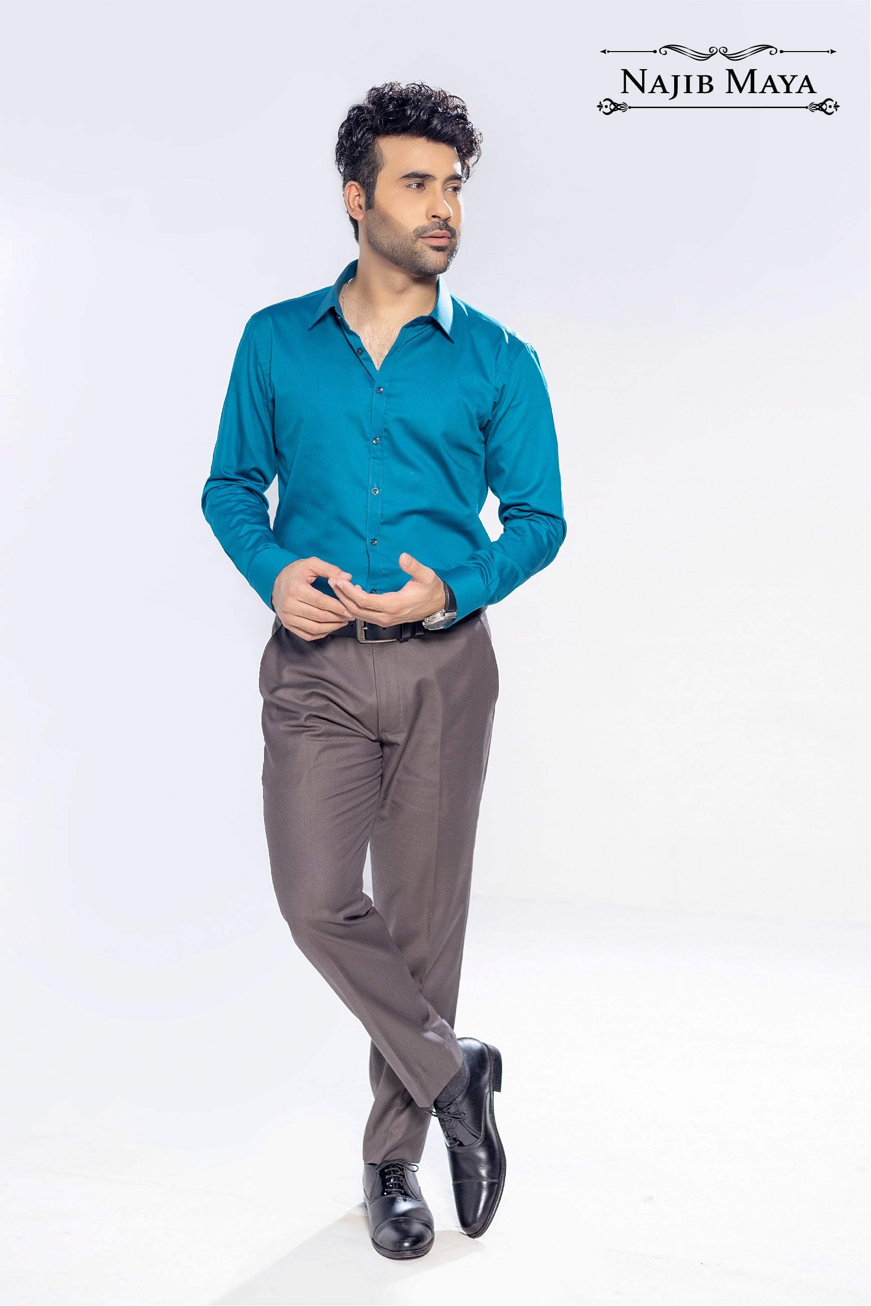Sea Green Slim Fit Formal Shirt For Men's Main image