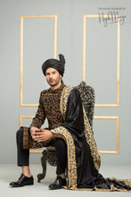Load image into Gallery viewer, Black With Golden Sequence Embroidered Sherwani For Men&#39;s