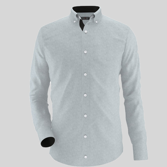 Gray Formal Shirt With Black Contrast For Men's Main image