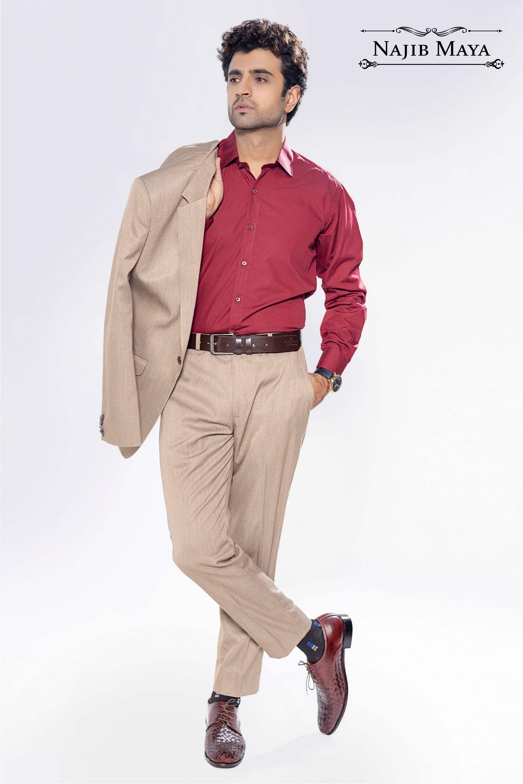 Maroon Slim Fit Formal Shirt For Men's Main image