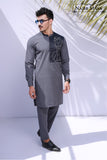 Grey Front Embroidered Kurta Pajama For Men's