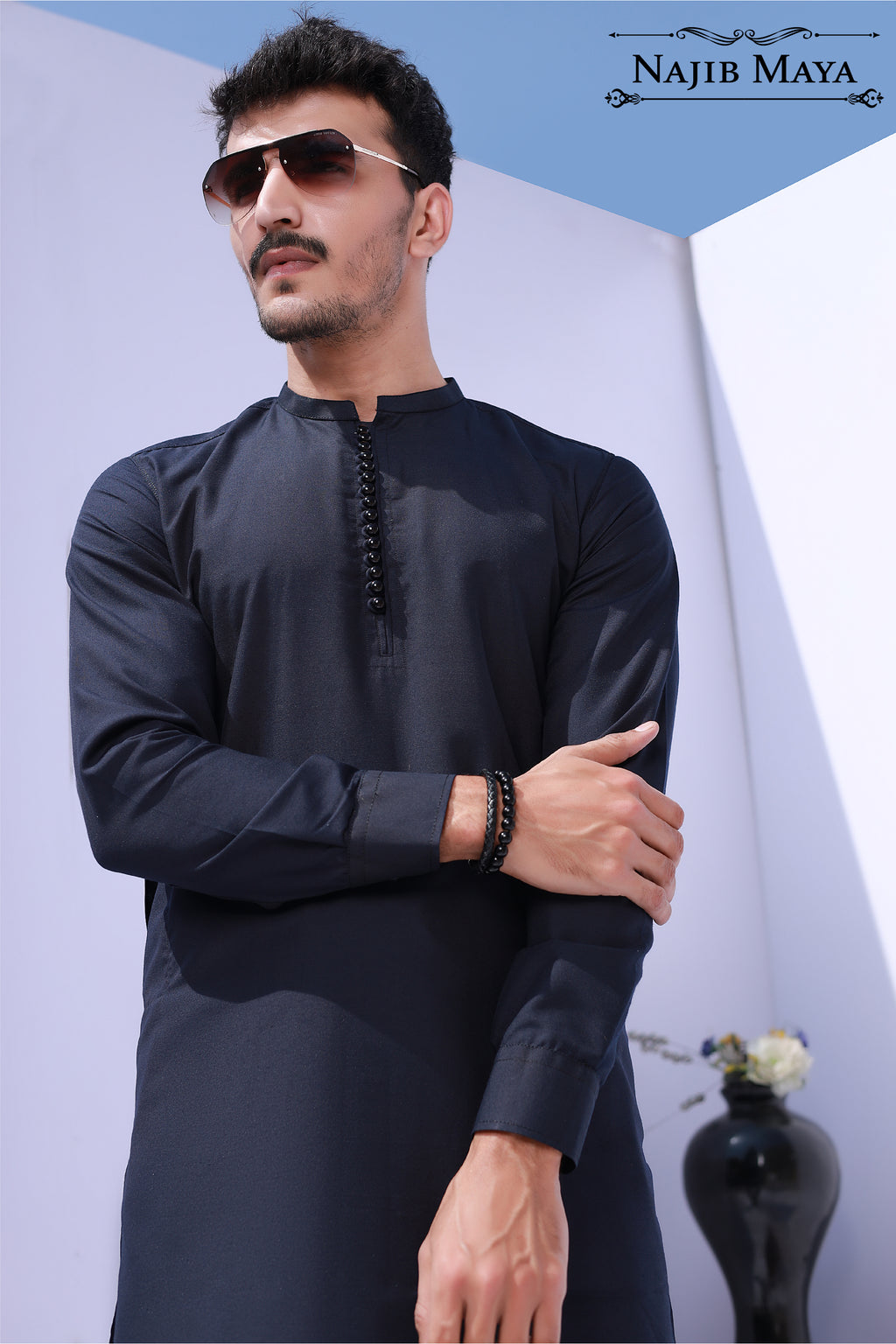 Navy Blue Elegant Kurta Pajama For Men's