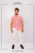 Load image into Gallery viewer, Pink Lining Half Sleeve Casual Shirt For Men&#39;s