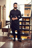 Black Front Two Pocket Kurta Pajama For Men's