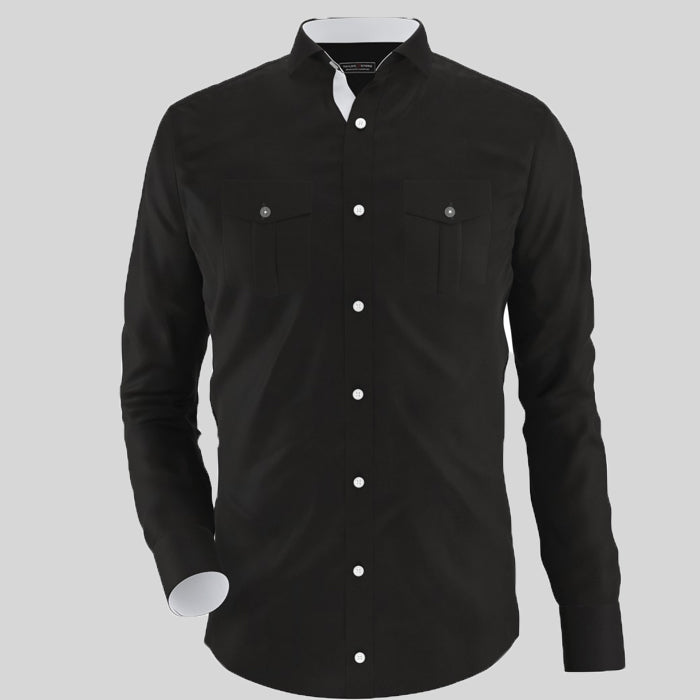 Black Front Two Pocket Formal Shirt For Men's Main image