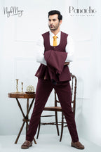 Maroon Coat Pent With White Shirt For Men's