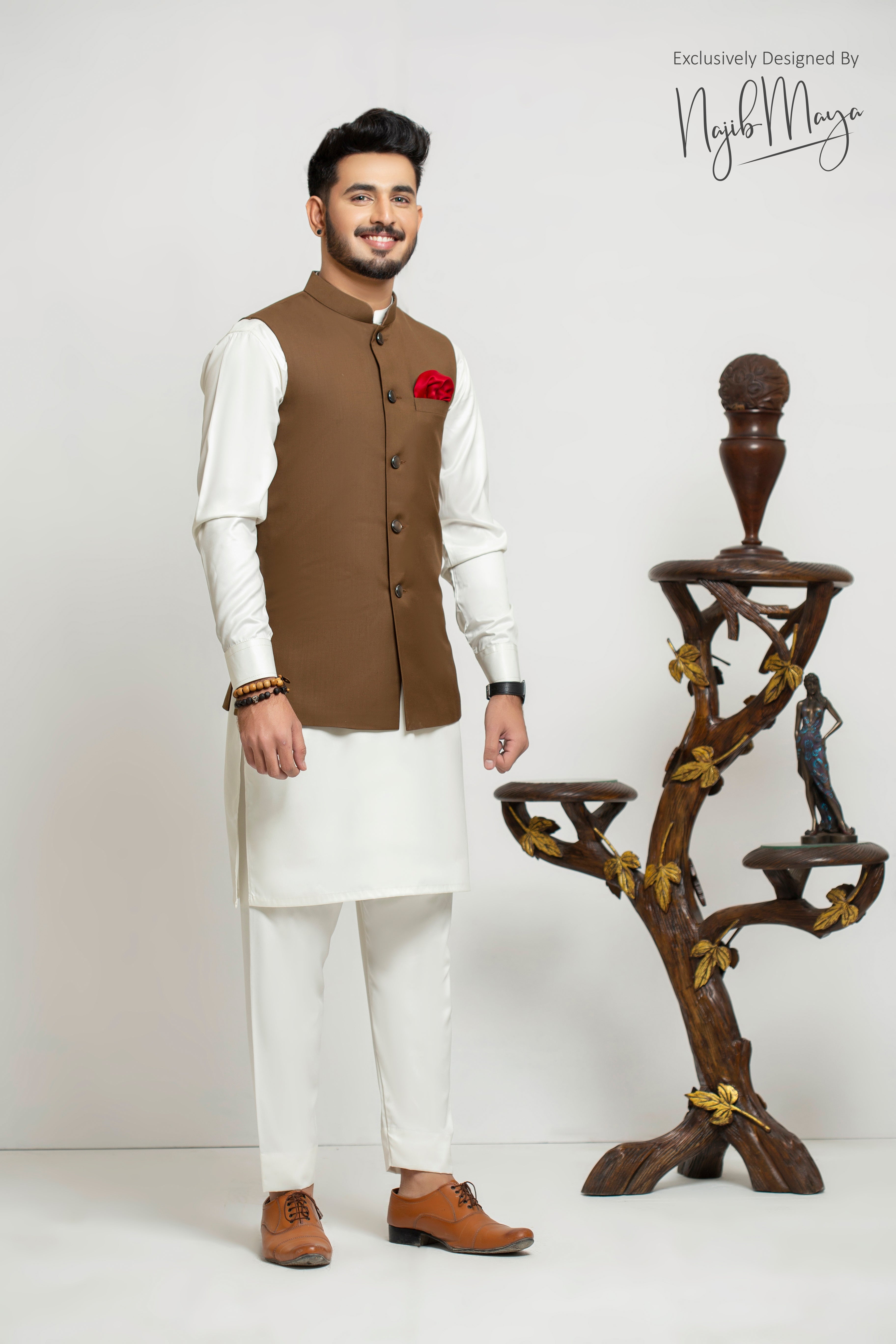 Brown Classic Waist Coat For Men's Main image