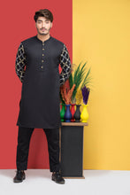 Load image into Gallery viewer, Black Sleeves Embroidery Kurta Pajama For Men&#39;s