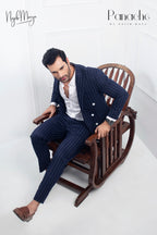 Navy Blue With White Lining For Men's