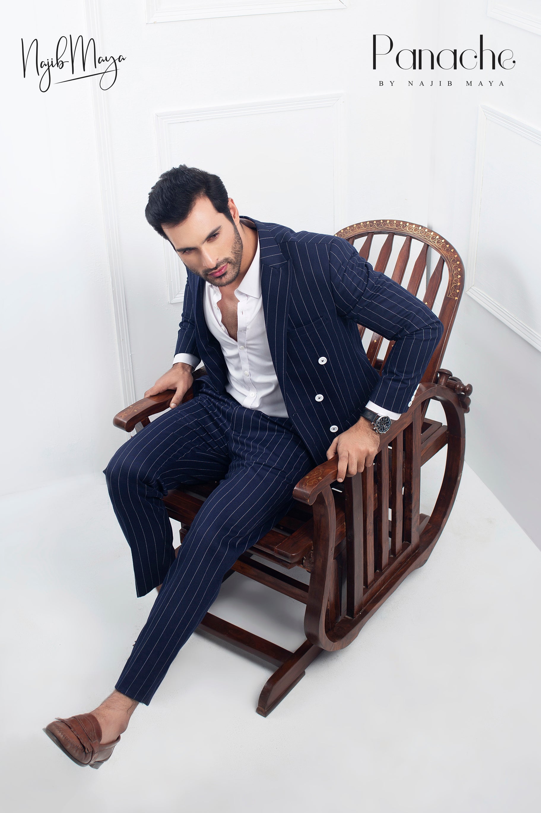 Navy Blue With White Lining For Men's