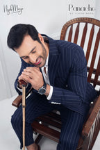 Navy Blue With White Lining For Men's