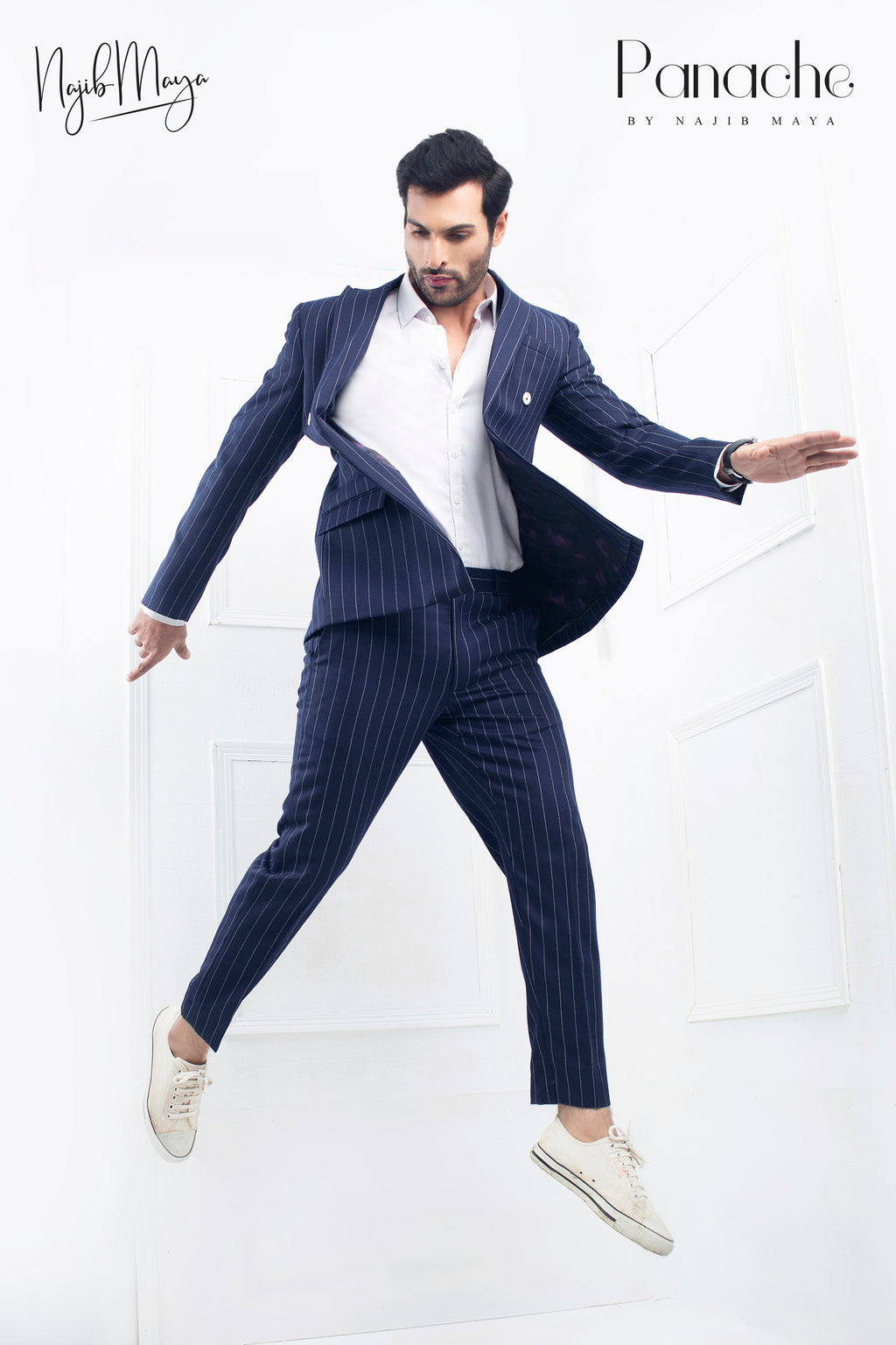 Navy Blue With White Lining For Men's