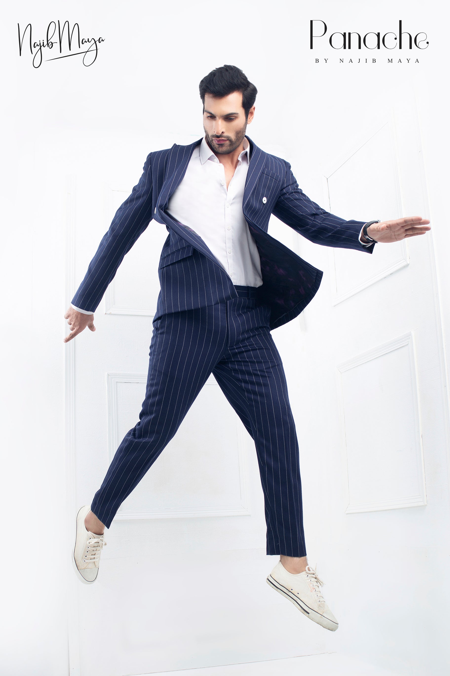Navy Blue With White Lining For Men's