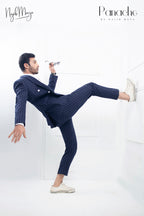 Navy Blue With White Lining For Men's
