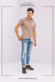 Flower Printed Casual Shirt For Men's