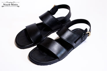 Black Casual Pure Leather Sandal For Men's