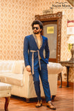 Royal Blue Embroidered Coat Pant  For Men's