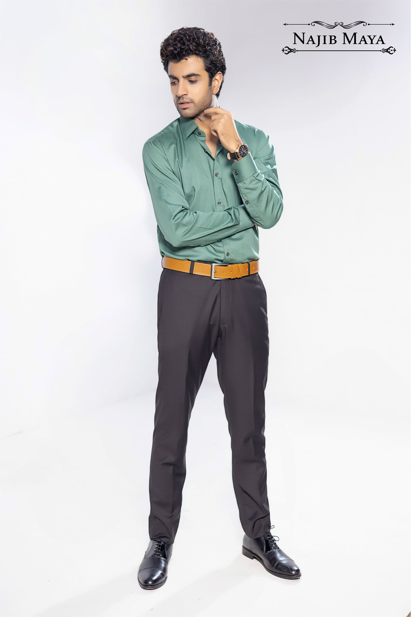 Light Green Slim Fit Formal Shirt For Men's Main image