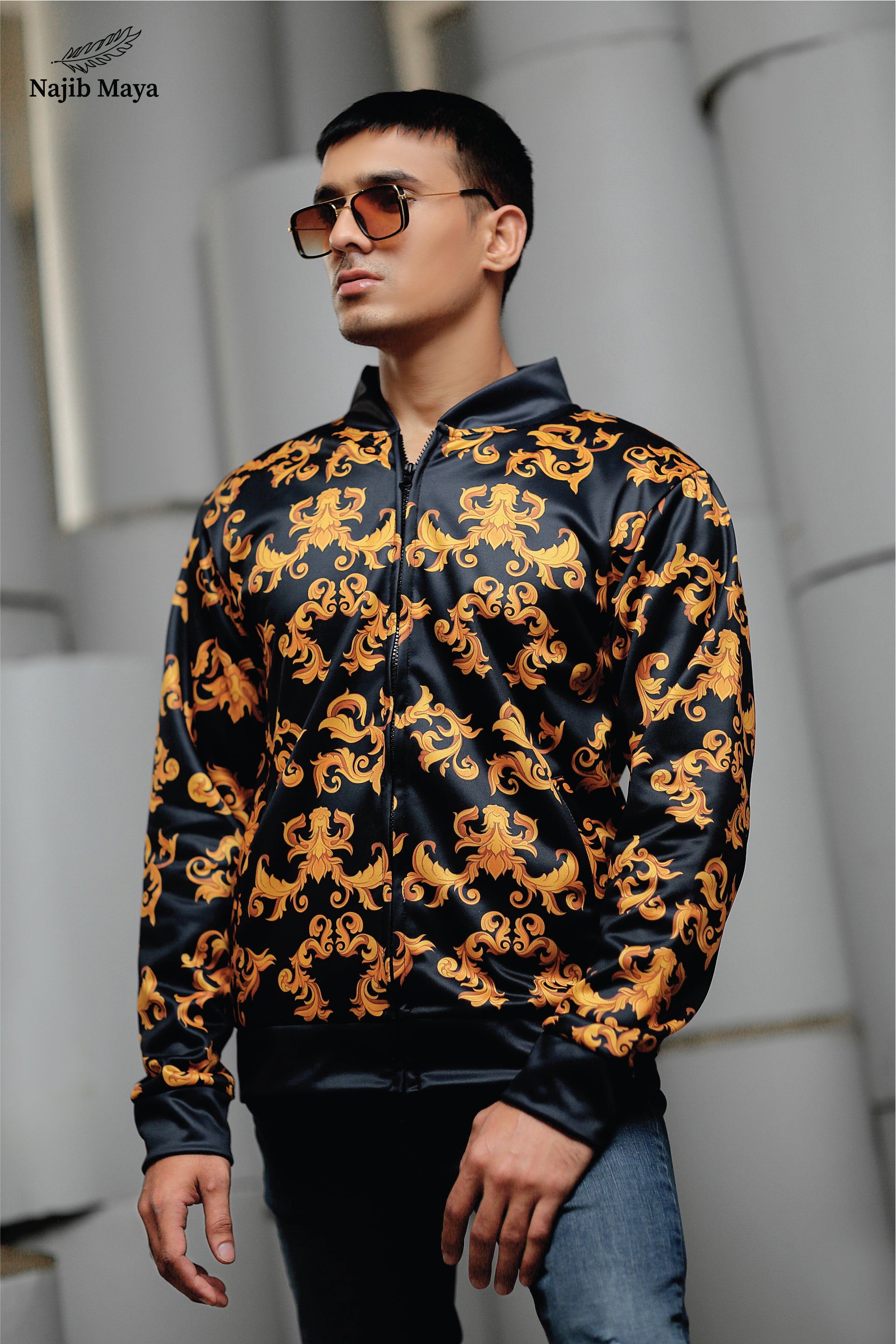 Gold bomber jacket outlet mens