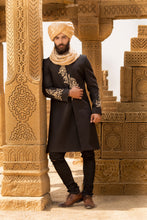 Load image into Gallery viewer, Black Sherwani With Golden Embroidery For Men&#39;s