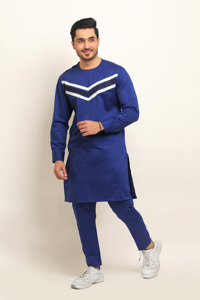 Royal Blue Stylish Kurta Pajama For Men's