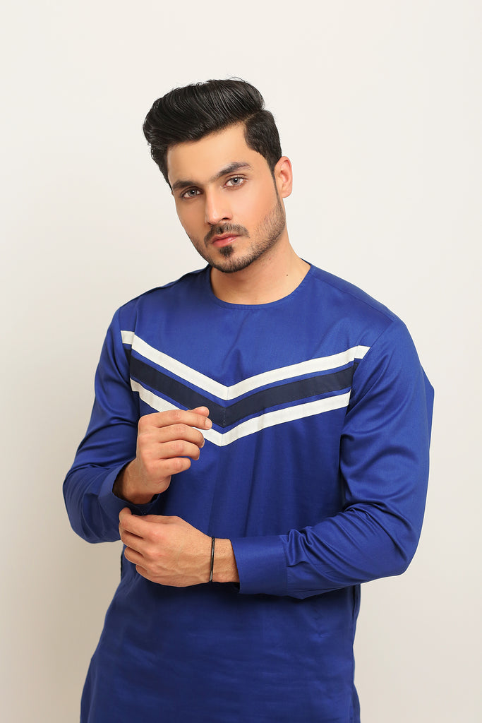 Royal Blue Stylish Kurta Pajama For Men's