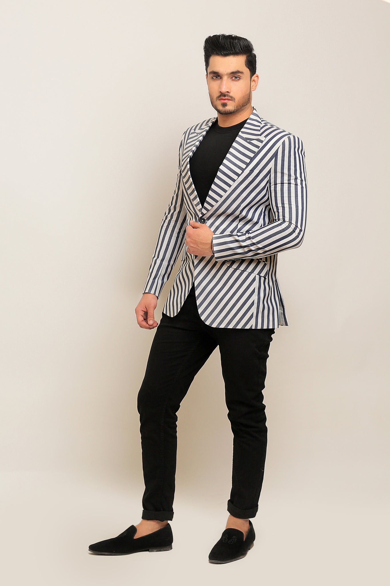 Long black and white coat best sale