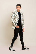 Load image into Gallery viewer, White Casual Coat With Black Print For Men&#39;s