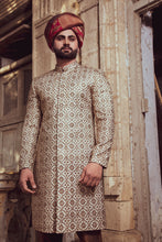 Load image into Gallery viewer, Golden &amp; Brown With Red Turban Sherwani For Men&#39;s