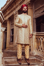 Load image into Gallery viewer, Beige &amp; Golden Sherwani For Men&#39;s
