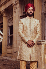 Load image into Gallery viewer, Beige &amp; Golden Sherwani For Men&#39;s