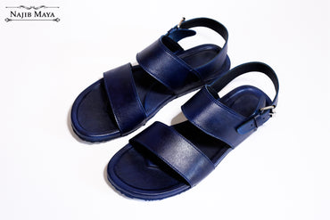 Navy Blue Casual Pure Leather Sandal For Men's