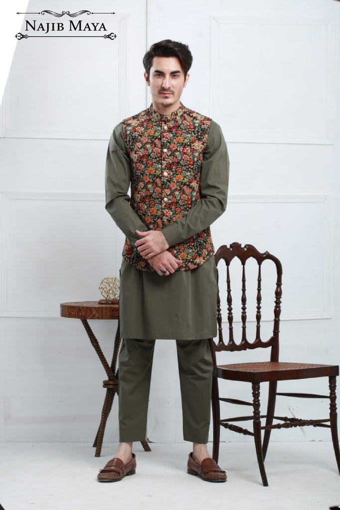 Florish Printed Waist Coat For Men's