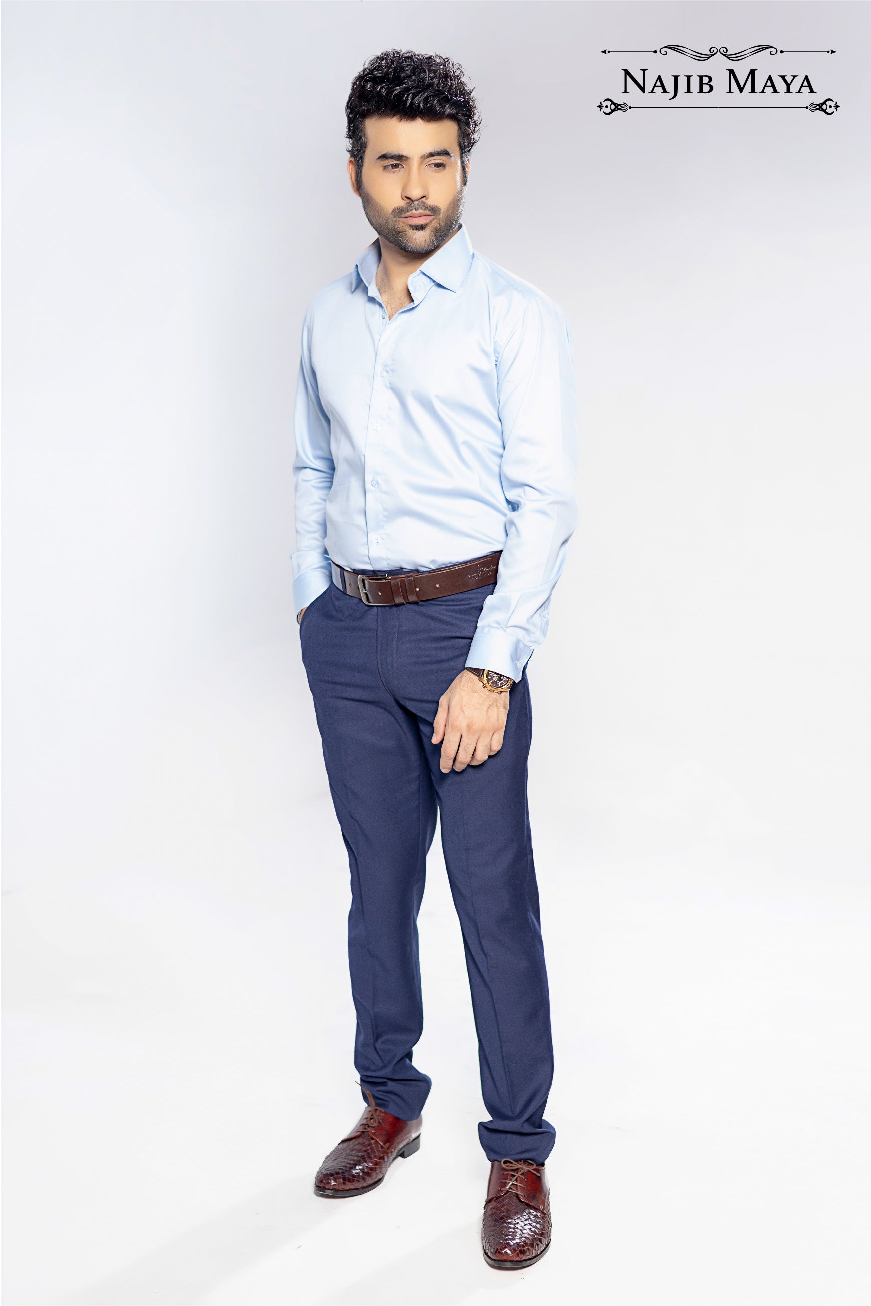 Sky Blue Slim Fit Formal Shirt For Men's Main image