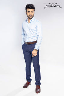 Sky Blue Slim Fit Formal Shirt For Men's