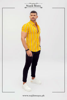 Yellow Lining Casual Shirt For Men's