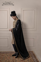 Black With Golden Embroidered Sherwani For Men's