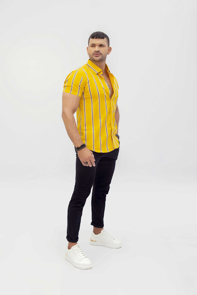 Yellow Lining Casual Shirt For Men's