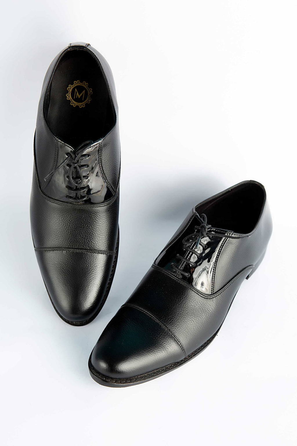 Black Pure Leather Hand Made Shoes For Men's