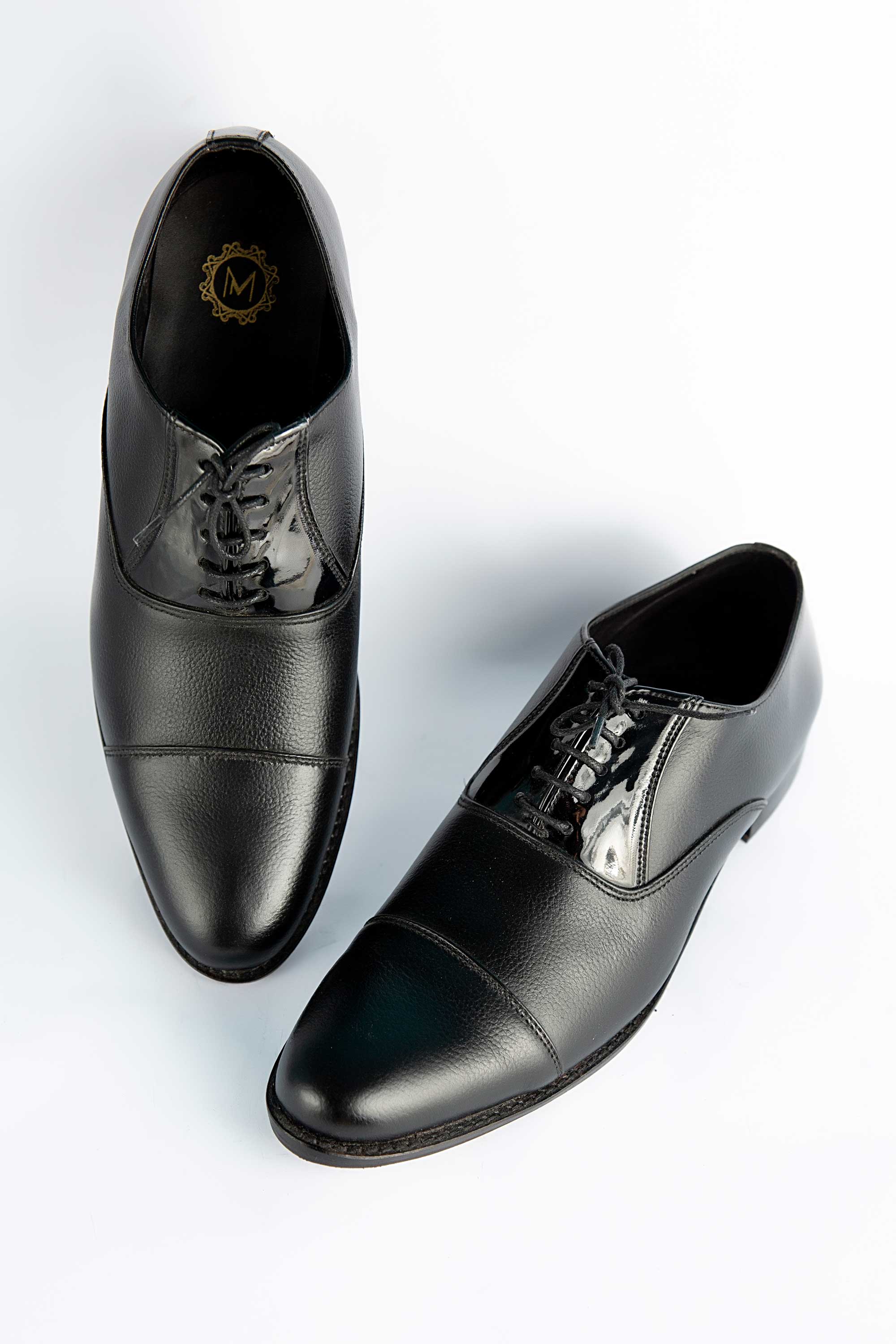Black Pure Leather Hand Made Shoes For Men's