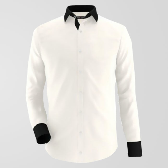 White & Black Formal Shirt For Men's Main image