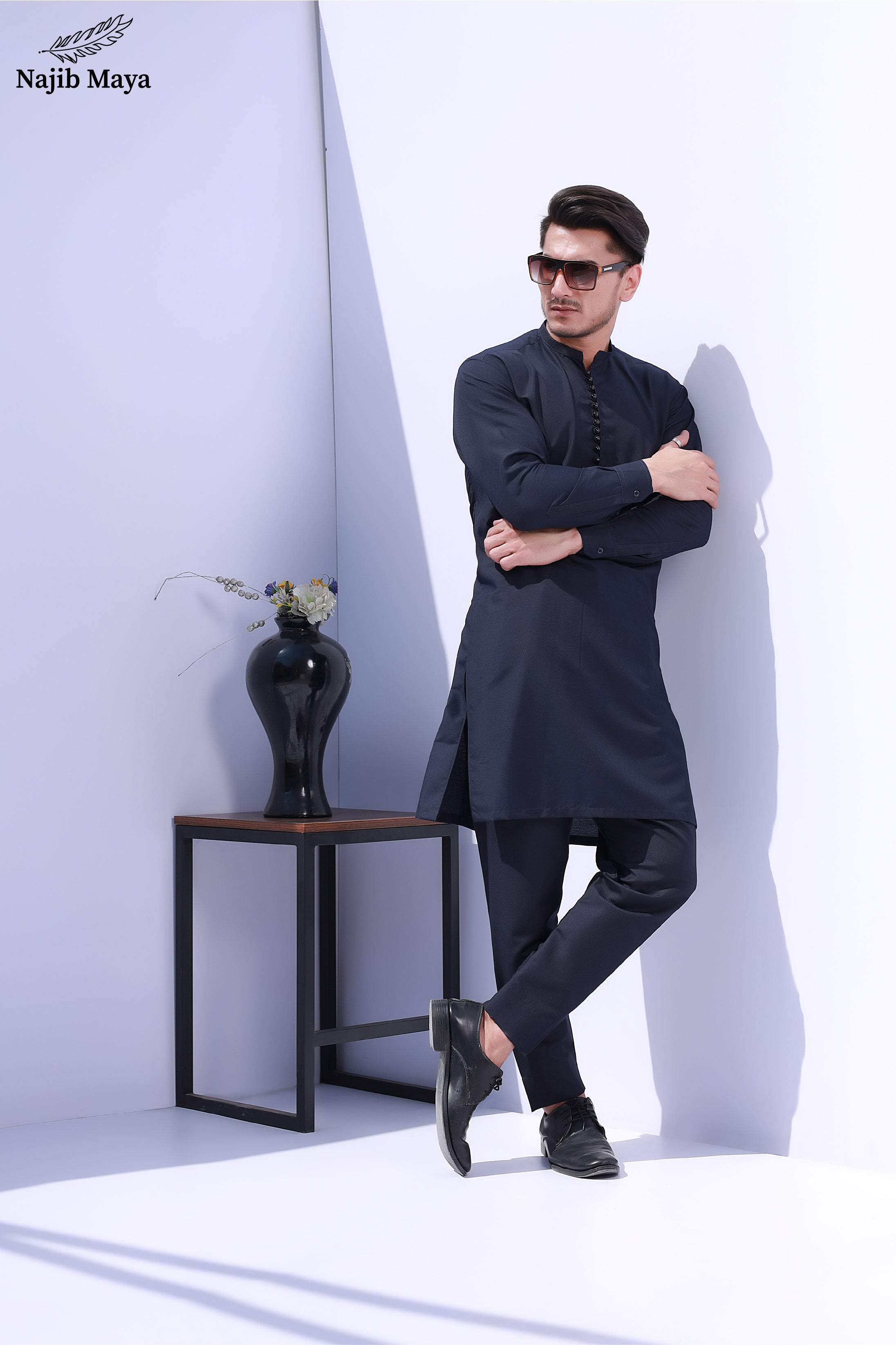 Black Basic Kurta Pajama For Men's Main image