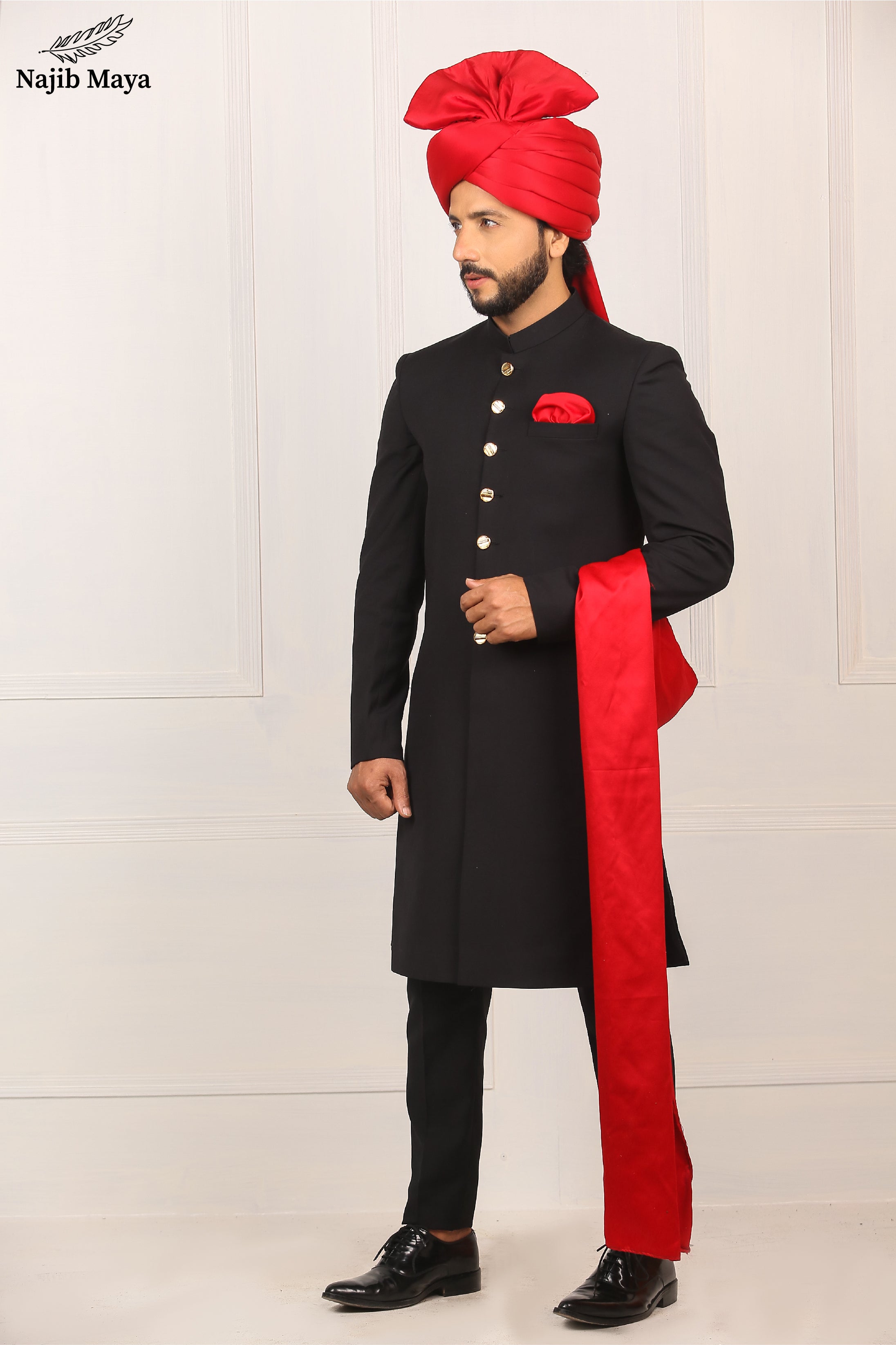 Black Elegent Sherwani For Men's Main image