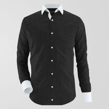 Load image into Gallery viewer, Black Polka Dot Formal Shirt With White Contrast For Men&#39;s
