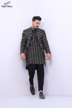 Load image into Gallery viewer, Black Sequence Prince Coat For Men&#39;s