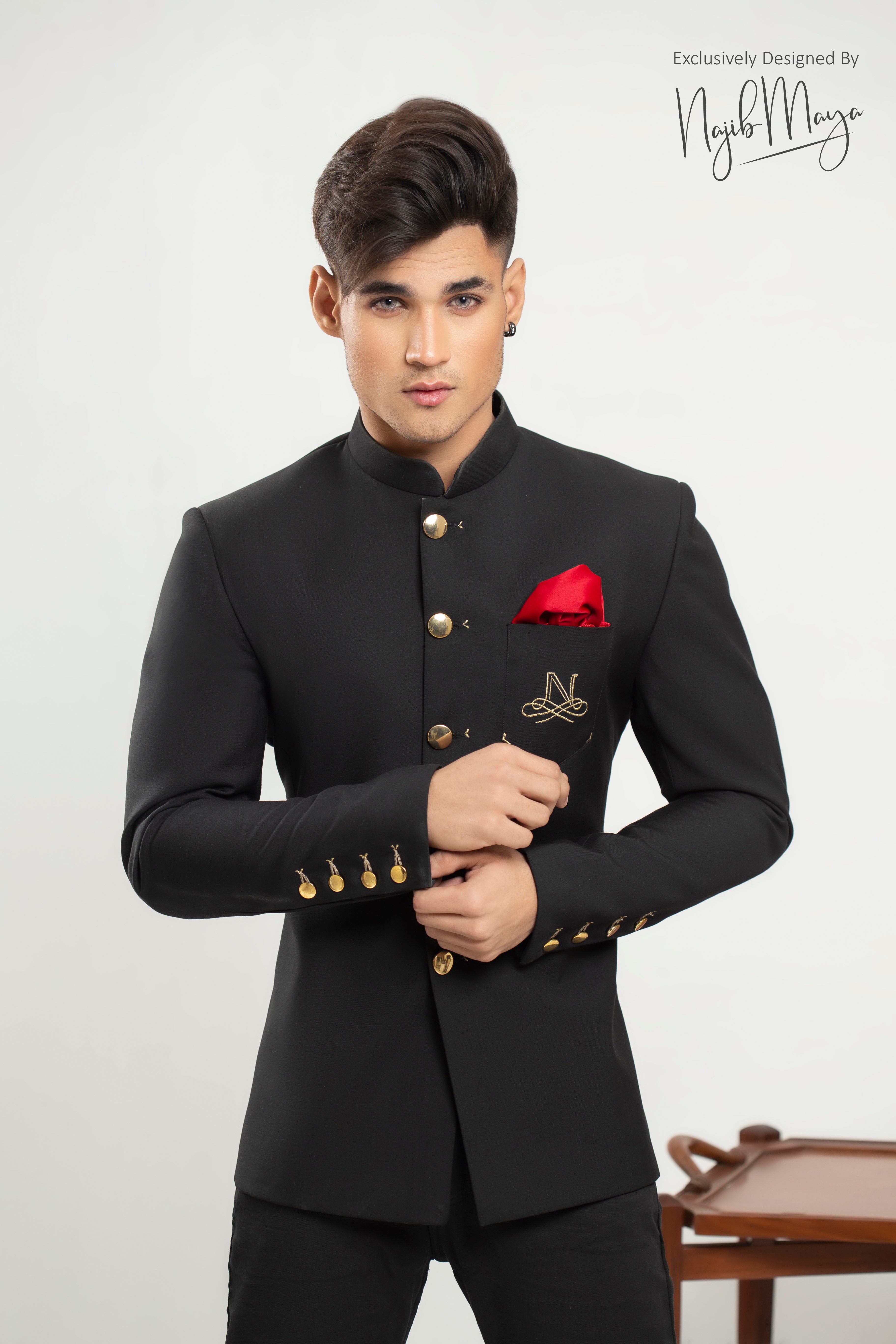 Black Prince Coat With Golden Work For Men's