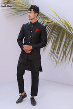 Load image into Gallery viewer, Black Stylish Sequence Embroidery Prince Coat For Men&#39;s
