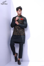 Load image into Gallery viewer, Black Stylish Embroidered Waist Coat For Men&#39;s