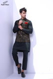 Black Stylish Embroidered Waist Coat For Men's