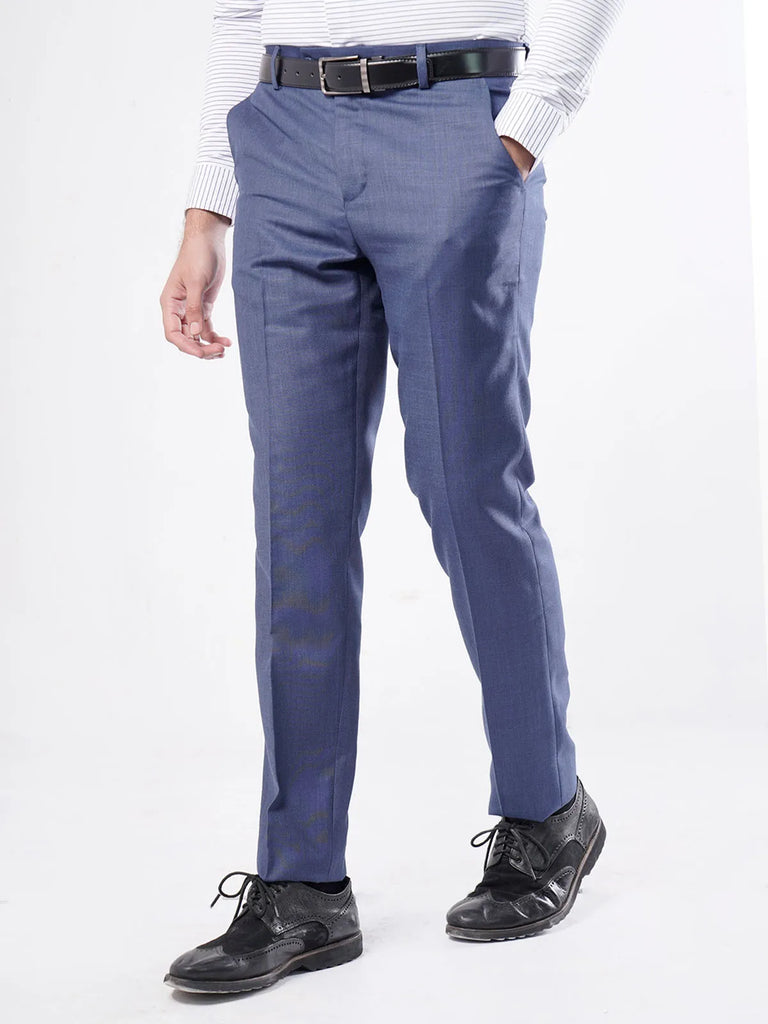 Blue Self Formal Dress Pant For Men's